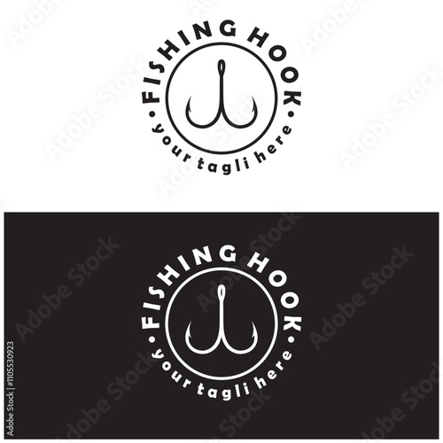 fishing hook logo design, fishing bait, fishing shop, tournament, angler, fishing community