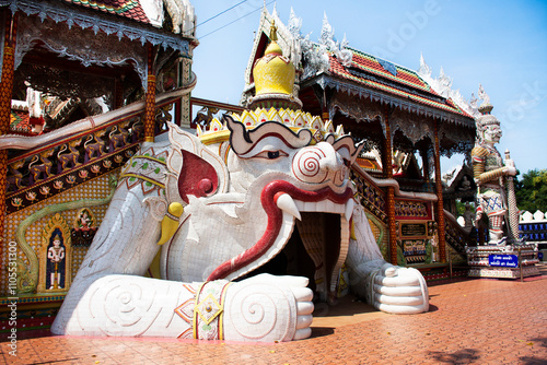 Hanuman tunnel under ancient ordination hall or antique ubosot for thai people travelers travel visit respect buddha mystical at Wat Si Uthumphon temple on November 2, 2024 in Nakhon sawan, Thailand photo