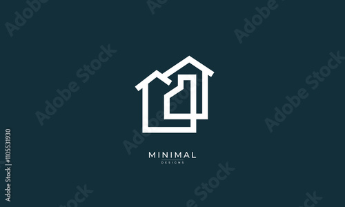 A line art icon logo of a modern house or home / real estate business	
