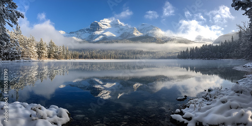 Photography Beautiful winter landscape with mountains