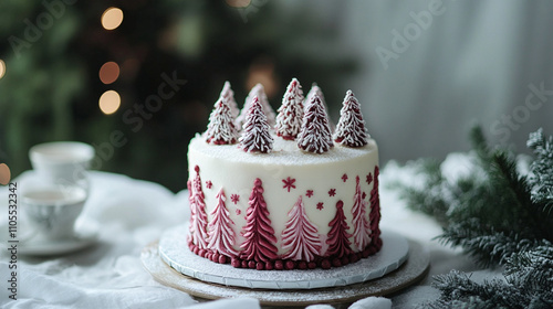 christmas cake, christmas tree on cake, christamas dessert, santacake photo