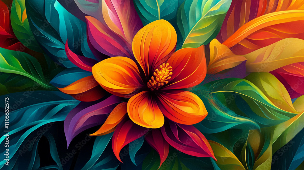 colorful flower background, maya art, illustration colorful flower background, maya art, illustration