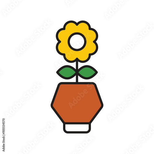 plant color line icon with white background vector stock illustration