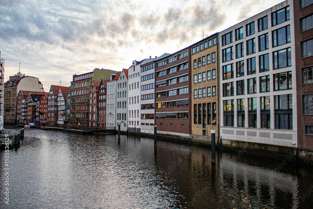Fototapeta premium Colorful houses in the Altstadt neighborhood, Hamburg, Germany