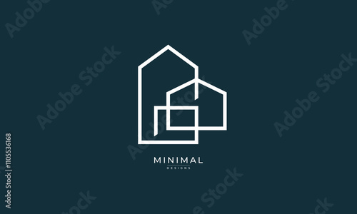 A line art icon logo of a modern house or home / real estate business	
