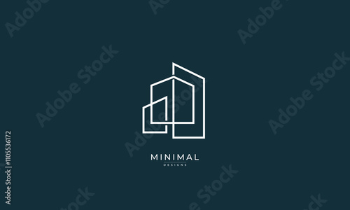 A line art icon logo of a modern house or home / real estate business	
