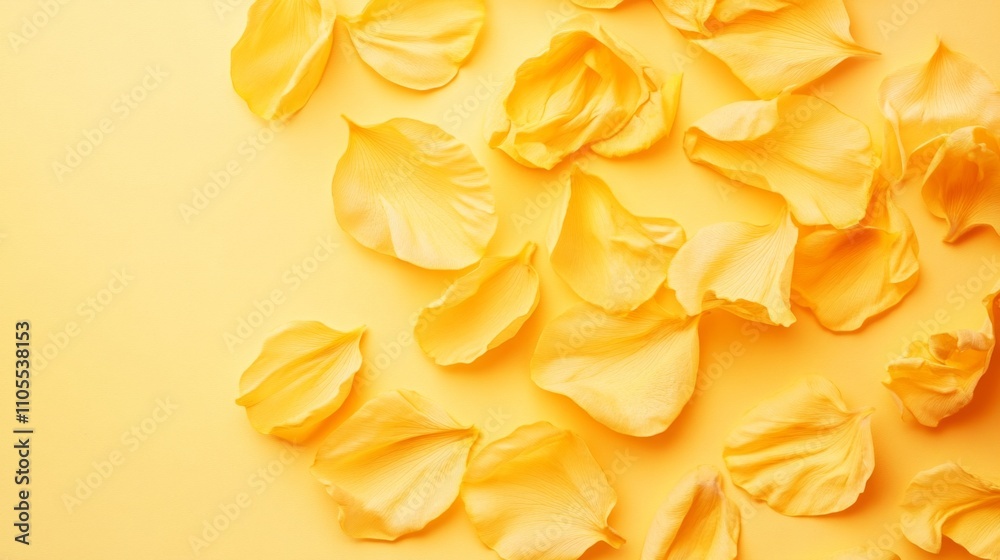 Sun-kissed sunflower petals scattered on a soft yellow backdrop, highlighting summer vibes with warm tones and copy space Sun-kissed sunflower petals scattered on a soft yellow backdrop, highlighting summer vibes with warm tones and copy space