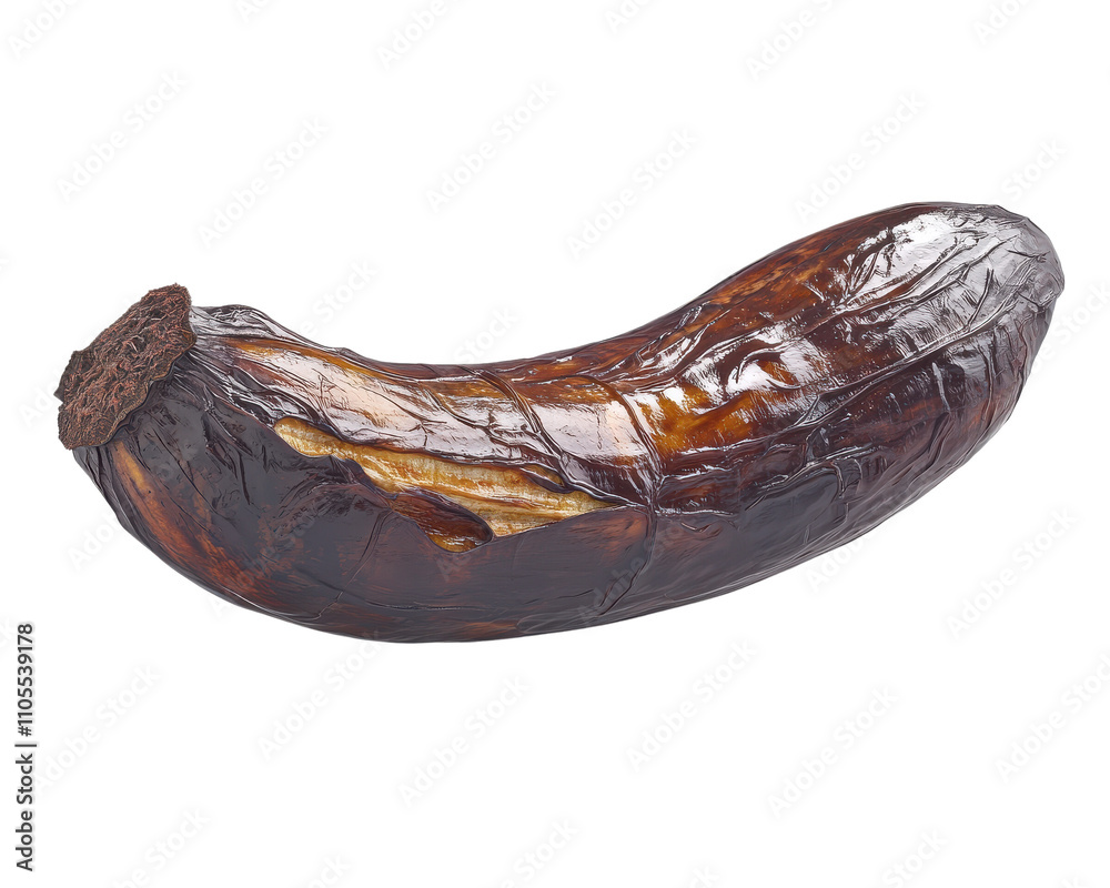Dried eggplant, brown color with textured skin, isolated on white background. Dried eggplant, brown color with textured skin, isolated on white background.