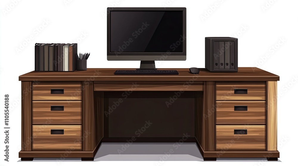 Desk at an office with a translucent backdrop Desk at an office with a translucent backdrop
