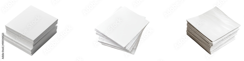 Pack of paper isolated on transparent background, Set of Pack of paper isolated on transparent background, Set of