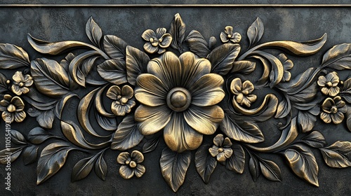Ornate Bronze Floral Relief Carving Design