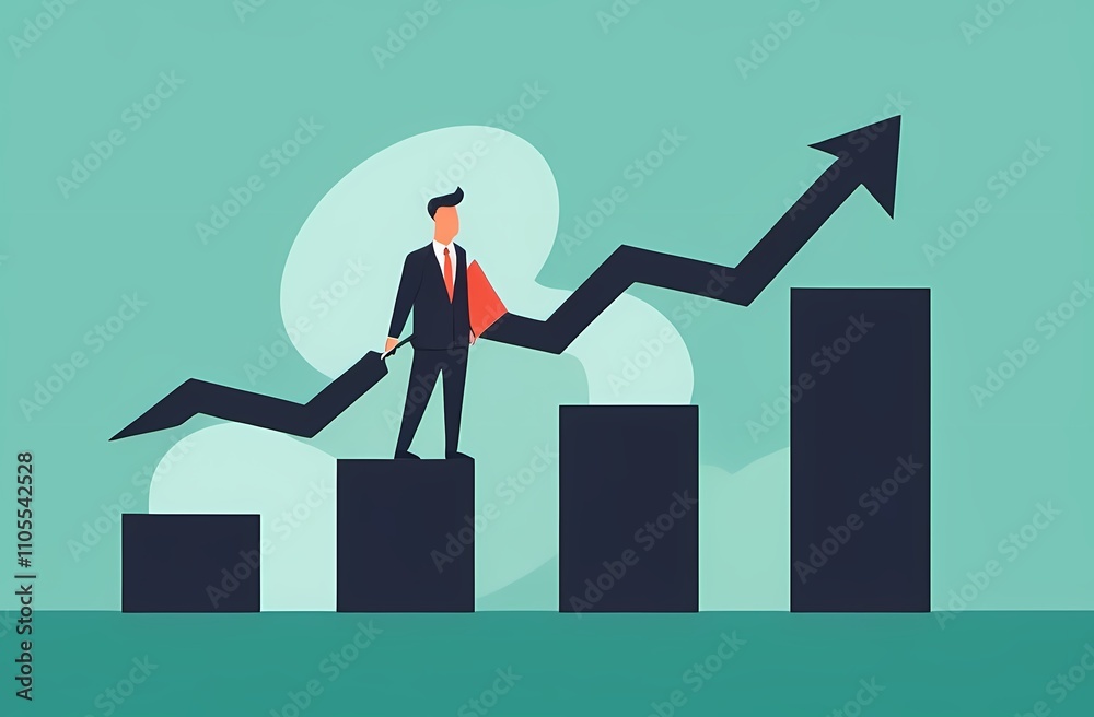 Fototapeta premium Interest rate, tax or VAT increase, loan and mortgage rate upward trend, investment profit or dividend rising up concept, businessman banker, FED or government put upward arrow