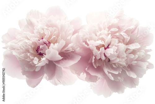  Blush pink peonies isolated on a white background, Rich high-end wedding decor, PNG