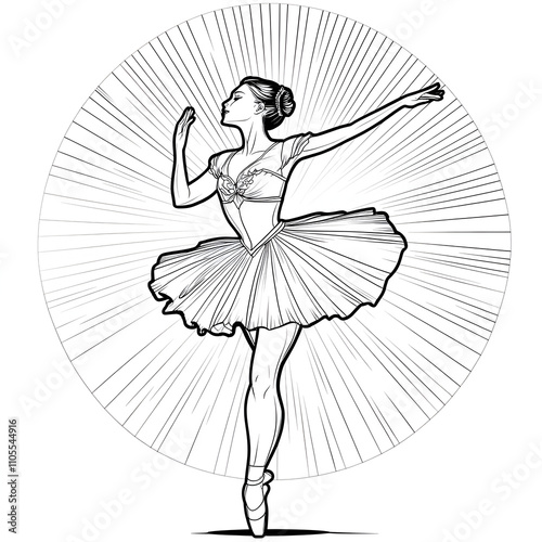 Ballet performance by a dancer studio background coloring page artistic setting side view creative expression for relaxation photo