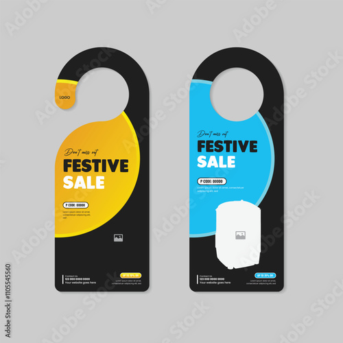 Mega Deal Black Friday Sale door hanger design and Home Appliance Sale presentation door hanger Template with two variations or Kitchen interior equipment  Mega offers door hanger design template