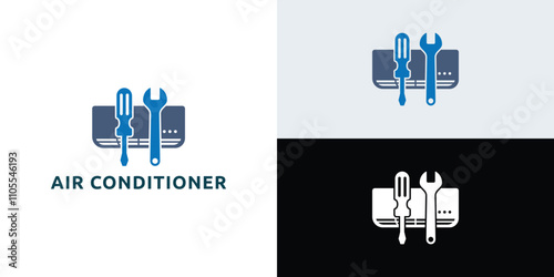 Air Conditioner Repair Logo Design Template Vector Design Illustration.