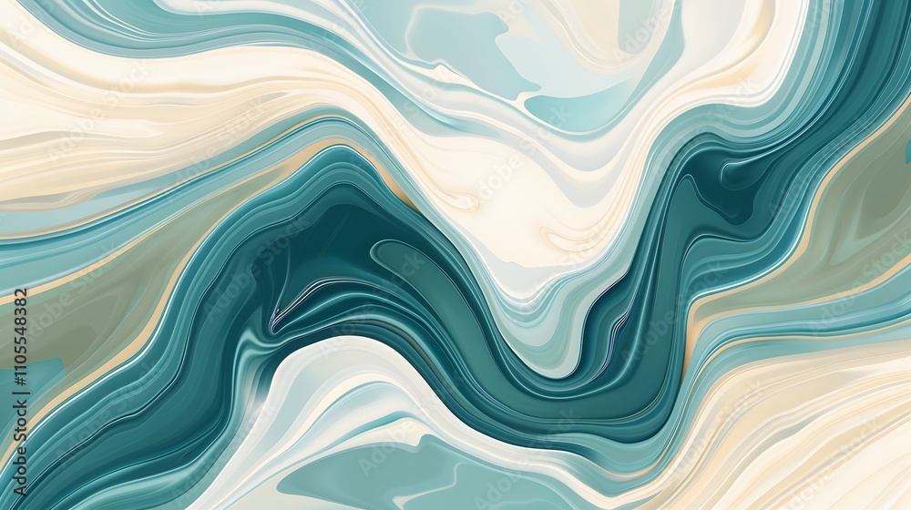 Abstract Teal Cream Wave Marble Design Abstract Teal Cream Wave Marble Design