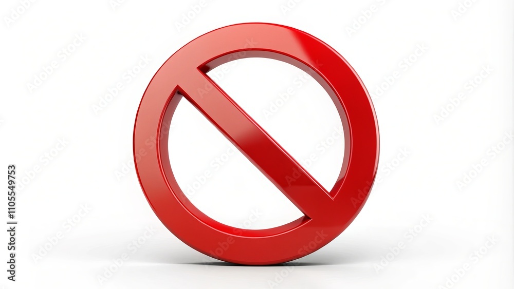 Isolated Red Prohibition Symbol on White Background for Use in Design, Signage, and Digital Media - Emphasizing the Rule of Thirds for Visual Impact Isolated Red Prohibition Symbol on White Background for Use in Design, Signage, and Digital Media - Emphasizing the Rule of Thirds for Visual Impact