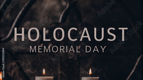 Holocaust memorial day tribute with candle light on dark background for remembrance and reflection