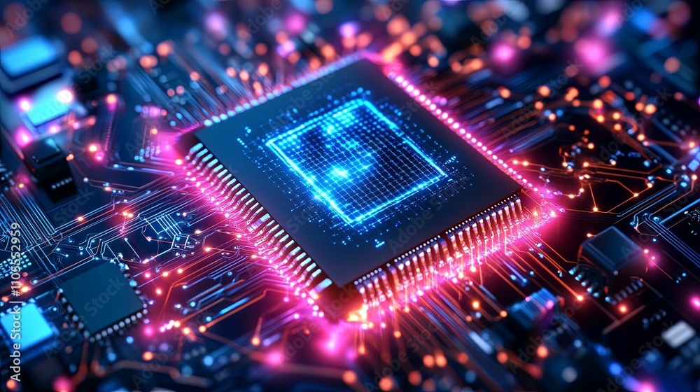 Illuminated Microchip Circuit Board Technology Illuminated Microchip Circuit Board Technology
