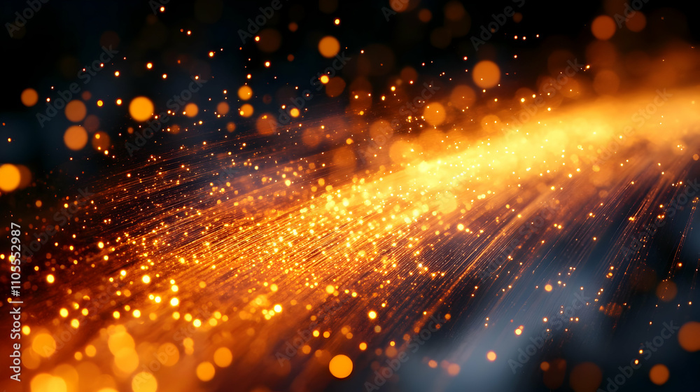 Fototapeta premium Golden Light Streaks Shine Brightly Across Dark