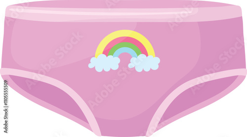 Girlish panties. Pink kid underwear cartoon icon