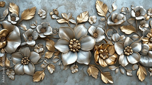 Elegant Gold And Silver Floral Wall Decor