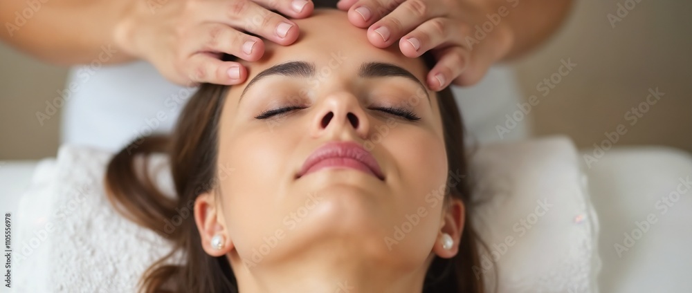 A serene woman lies peacefully while receiving a soothing facial massage, embodying tranquility and relaxation in a spa setting, perfect for promoting wellness and self-care practices.
A serene woman lies peacefully while receiving a soothing facial massage, embodying tranquility and relaxation in a spa setting, perfect for promoting wellness and self-care practices.