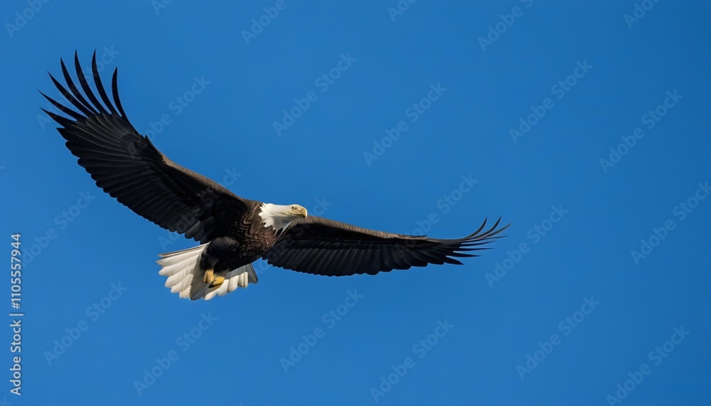 Naklejka premium Majestic eagle soaring in the sky, highlighting the beauty of nature.