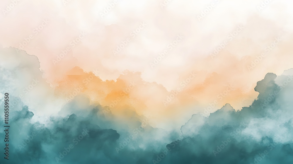 Abstract Watercolor Painting of Misty Mountains Abstract Watercolor Painting of Misty Mountains
