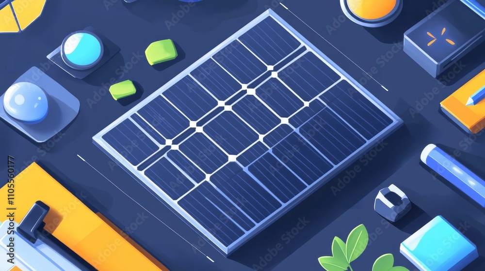 Solar energy panel flat design top view futuristic theme cartoon drawing colored pastel Solar energy panel flat design top view futuristic theme cartoon drawing colored pastel
