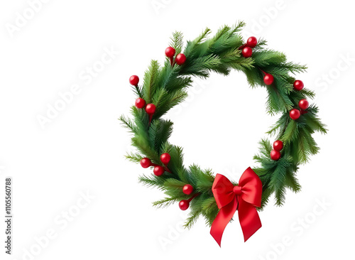 Beautiful Christmas Wreath on a White or Transparent Background