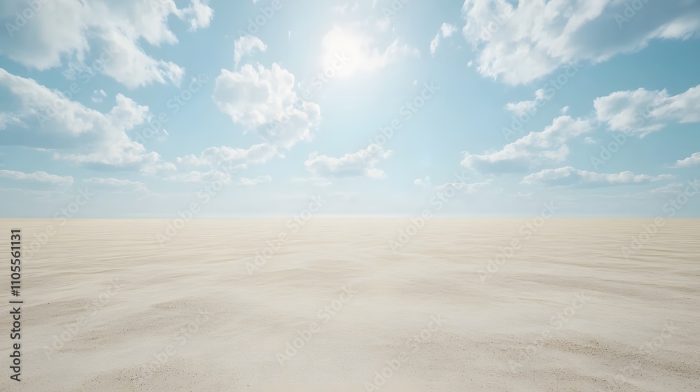 4. A tranquil beach scene with an open sky and empty sand, leaving a large space in the middle for text 4. A tranquil beach scene with an open sky and empty sand, leaving a large space in the middle for text