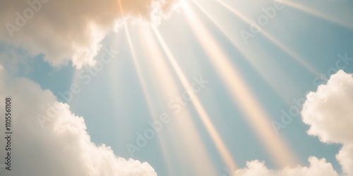 Celestial light rays breaking through clouds nature digital art heavenly skies inspiration. photo