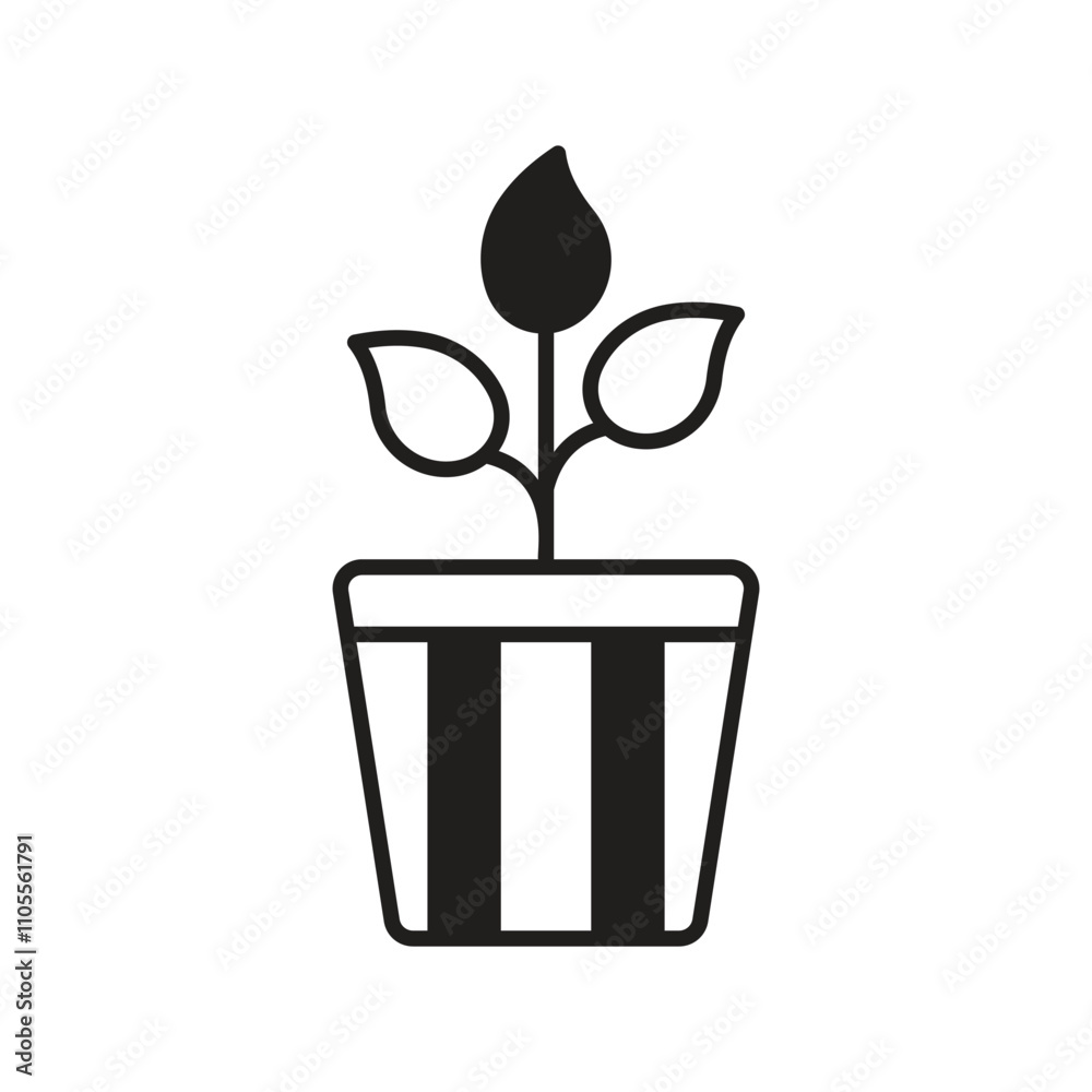 plant glyph icon with white background vector stock illustration plant glyph icon with white background vector stock illustration