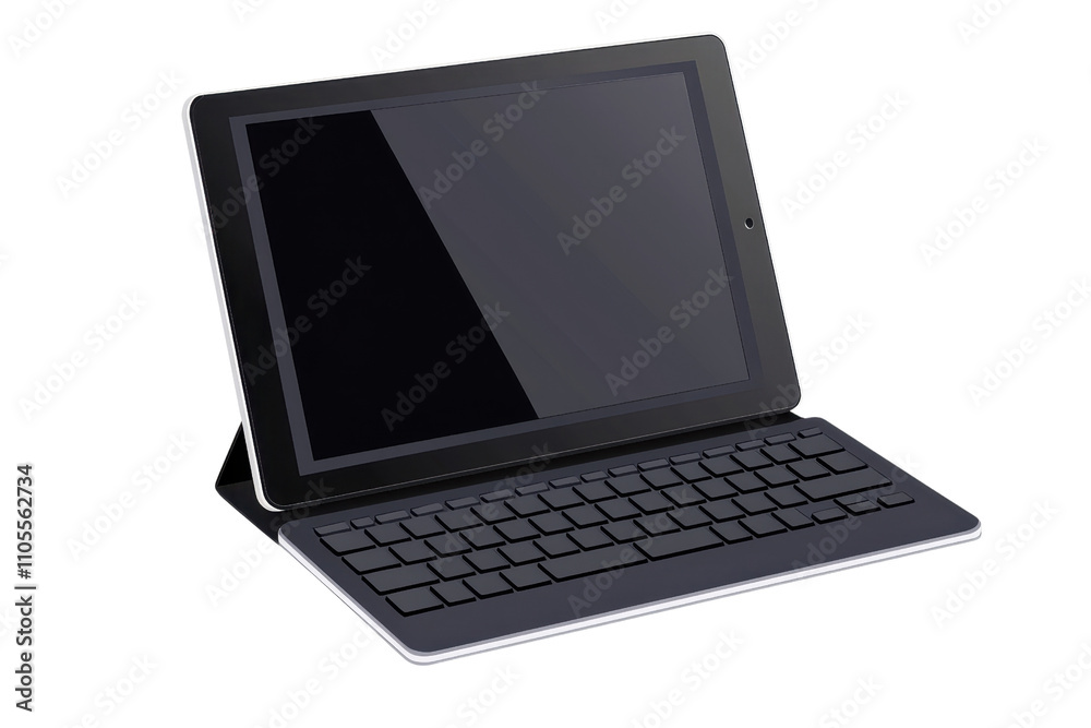 A sleek tablet with a keyboard attachment, ideal for productivity and entertainment, featuring a smooth design and modern aesthetics. A sleek tablet with a keyboard attachment, ideal for productivity and entertainment, featuring a smooth design and modern aesthetics.