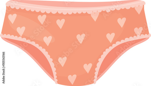 Cotton panties with heart pattern. Romantic female underwear