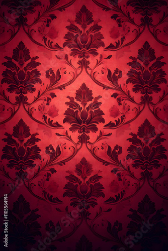 Crimson Damask Wallpaper Background