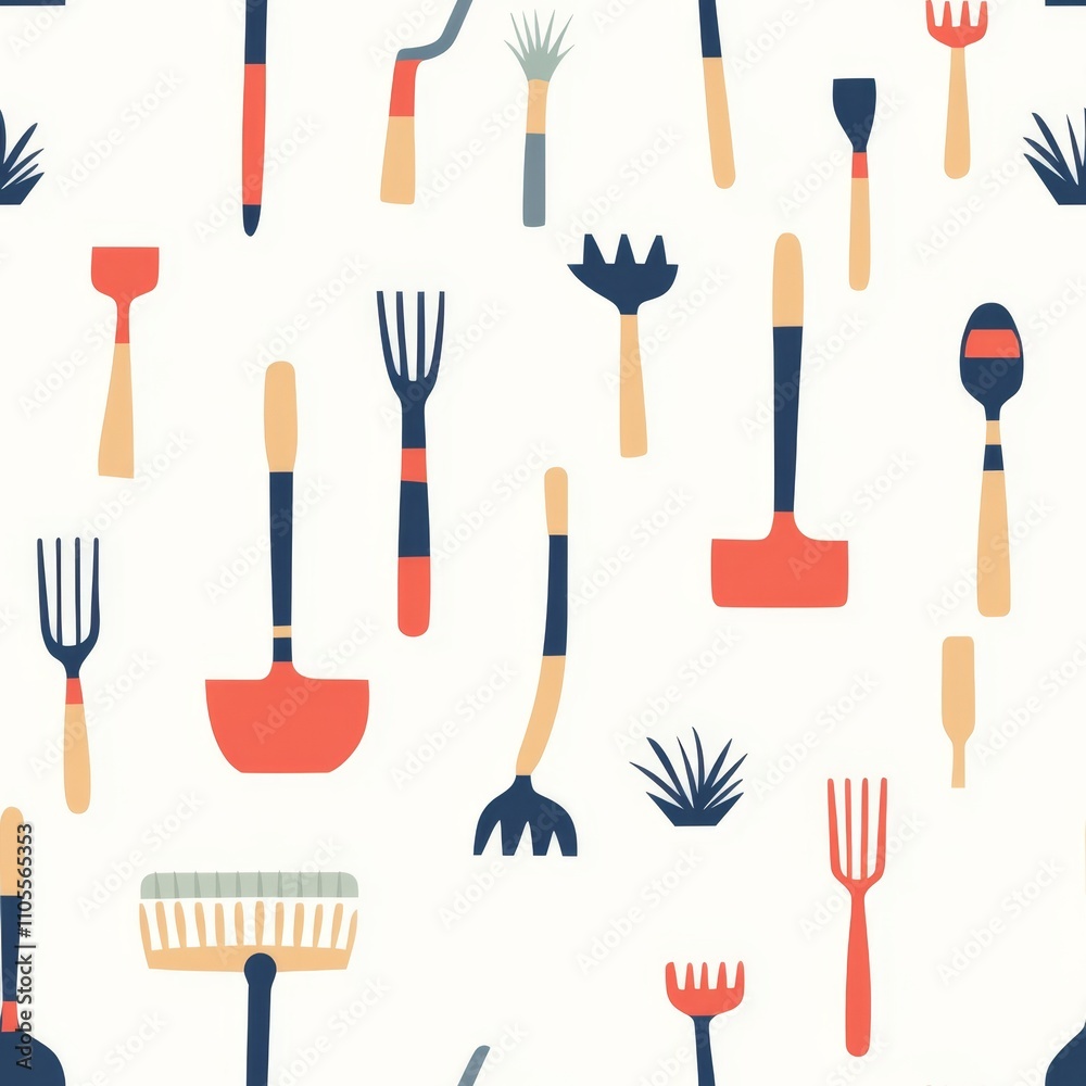 Garden Tools Seamless Pattern Design Garden Tools Seamless Pattern Design