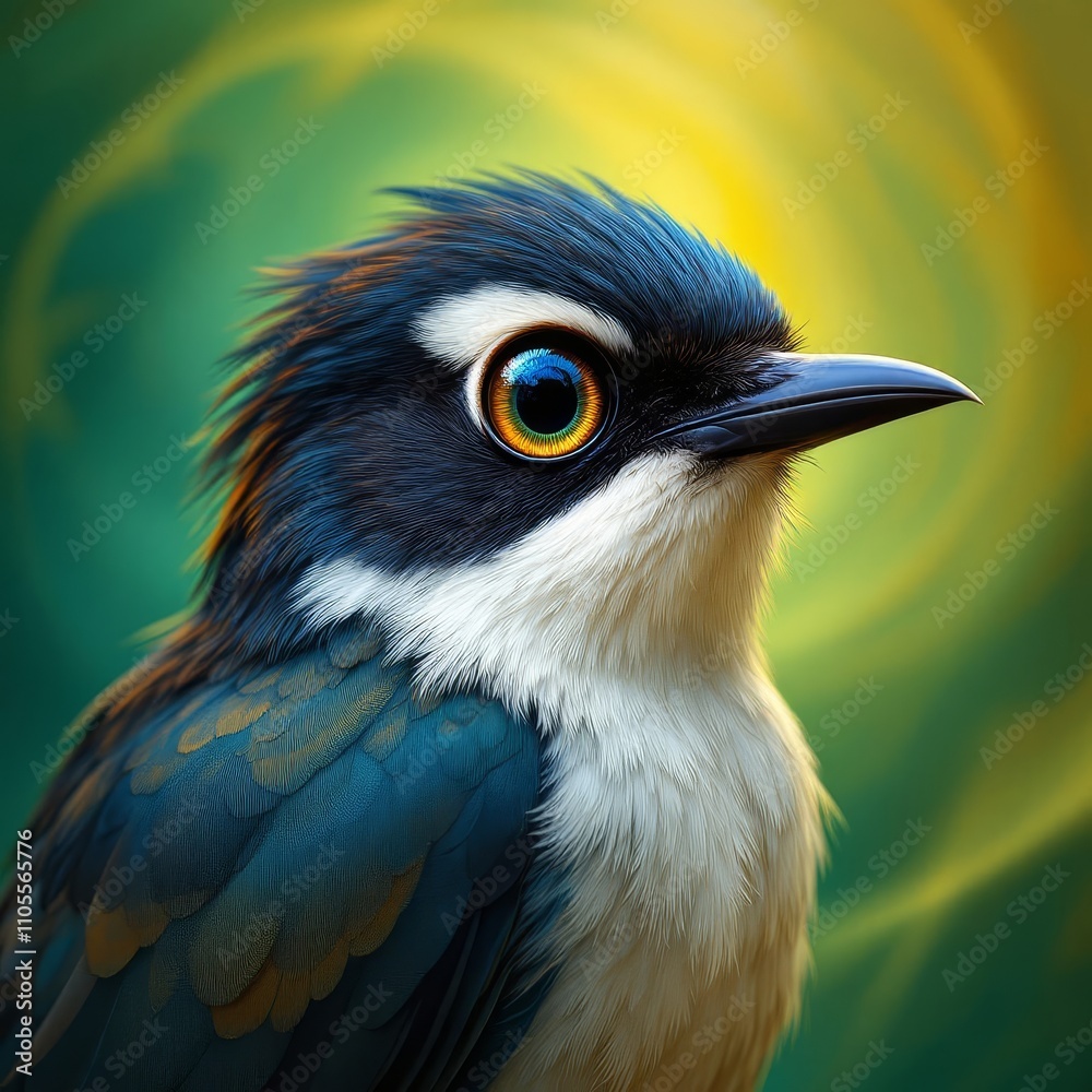 Fototapeta premium Detailed view of a white-eyed bulbul.