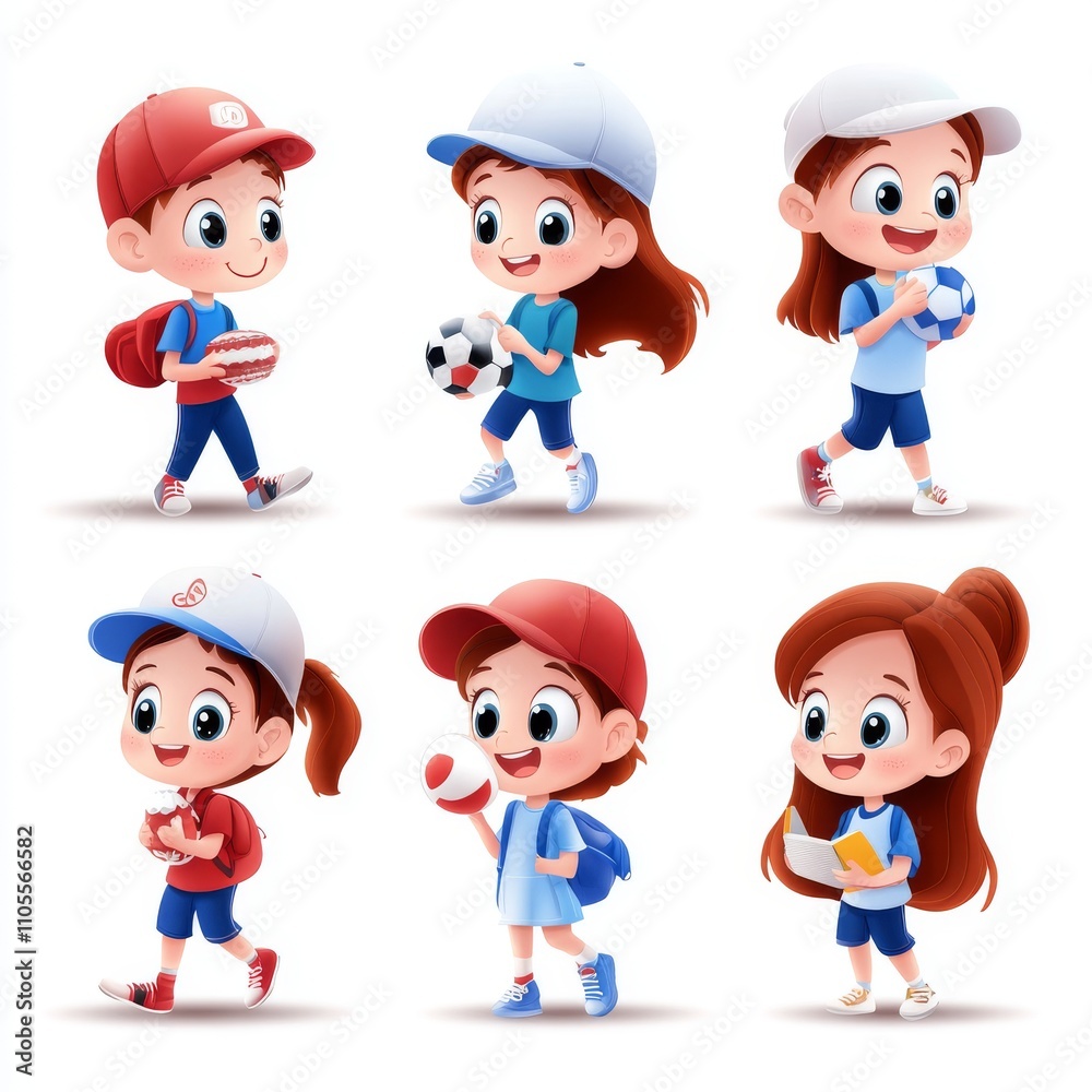 Cartoon Character Engaging in Fun Activities in Vector Style Cartoon Character Engaging in Fun Activities in Vector Style
