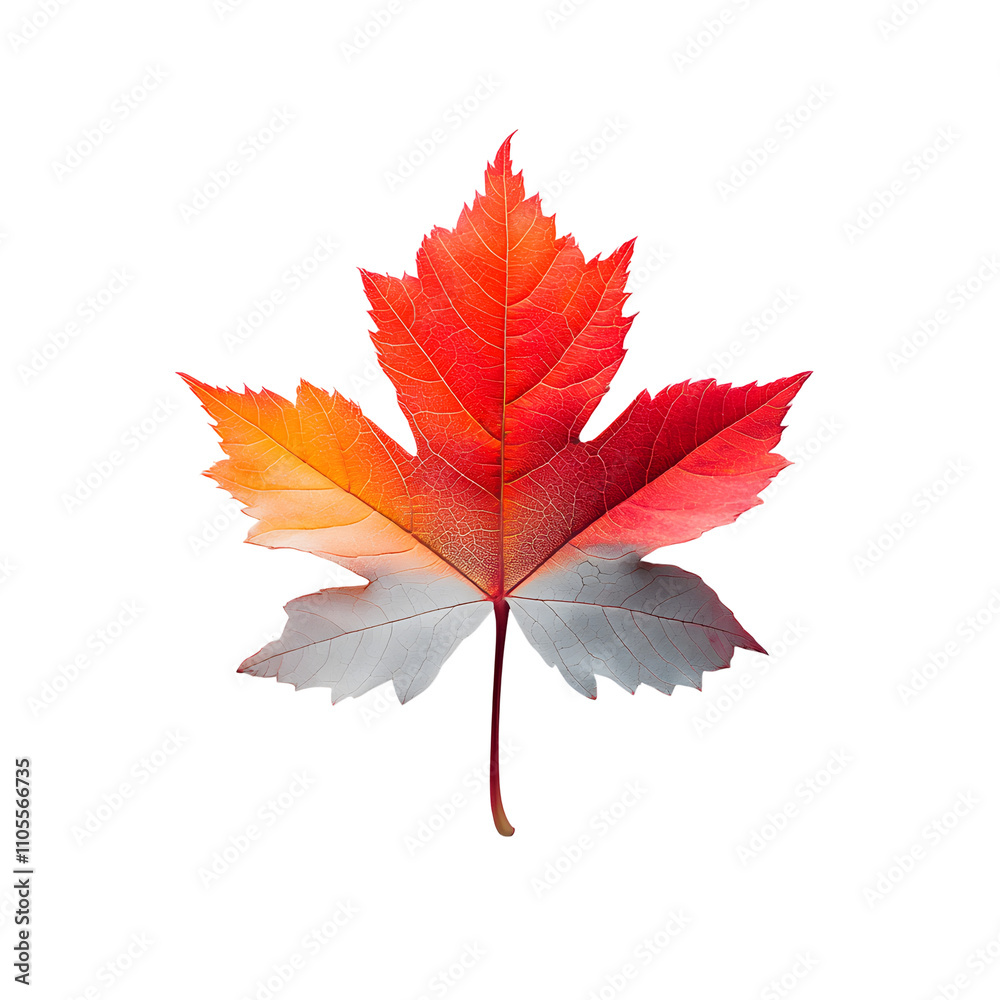 Vibrant autumn maple leaves displaying red and yellow gradients on white background, featuring natural textures and sharp details through macro photography with studio lighting. Vibrant autumn maple leaves displaying red and yellow gradients on white background, featuring natural textures and sharp details through macro photography with studio lighting.