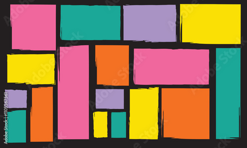 Text box frame brush rough crayon shape set. Hand drawn crayon grunge brush square rectangle border.  Text box frame rough grunge  rectangle paint shape element. isolated on black background.