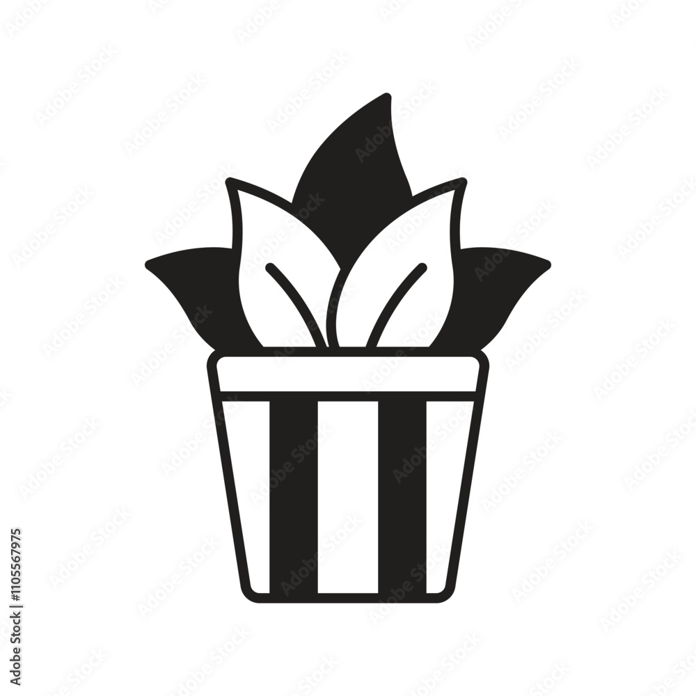 plant glyph icon with white background vector stock illustration plant glyph icon with white background vector stock illustration