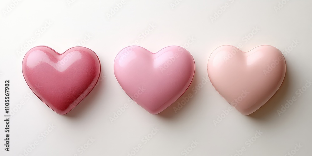 Minimalist Pink Hearts Illustration on White Minimalist Pink Hearts Illustration on White