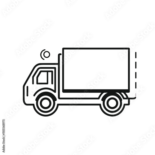 Delivery truck icon in black and white, minimalist line design