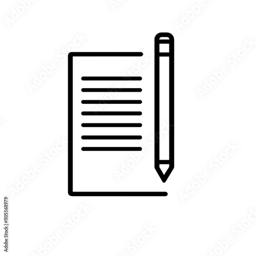 Notebook and pen icon in minimalist line design