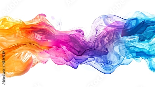 A dynamic wave of energy with vibrant colors, floating on a white background