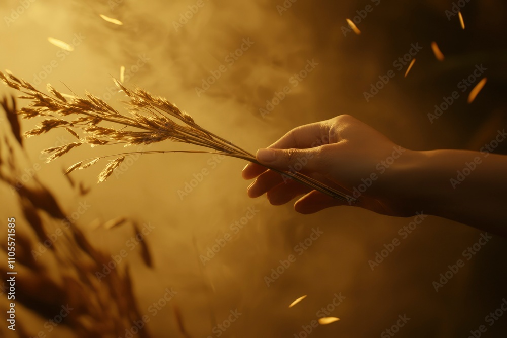 Fototapeta premium Golden Wheat Stalks Held In A Gentle Hand