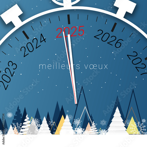 Bonne année - meilleurs vœux 2025 - vecteur pour affiche bannière salutation et célébration du nouvel an 2025.